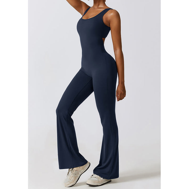 Buddha Stones Women Workout Sleeveless Jumpsuit Flare Pants Sports Fitness Yoga Bodysuit - image 23