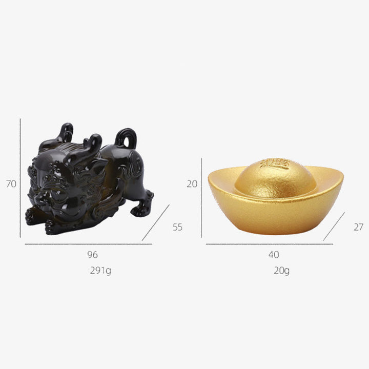 Buddha Stones Color Changing Small PiXiu Ingot Resin Tea Pet Wealth Home Figurine Decoration - image 8