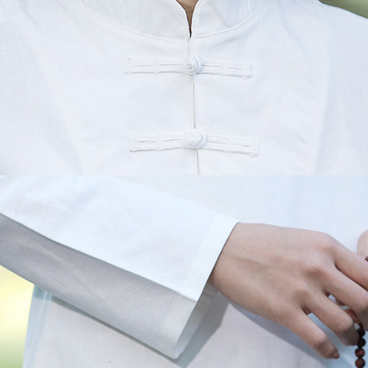 Buddha Stones 2Pcs Half Sleeve Shirt Top Pants Meditation Zen Tai Chi Cotton Linen Clothing Women's Set - image 15