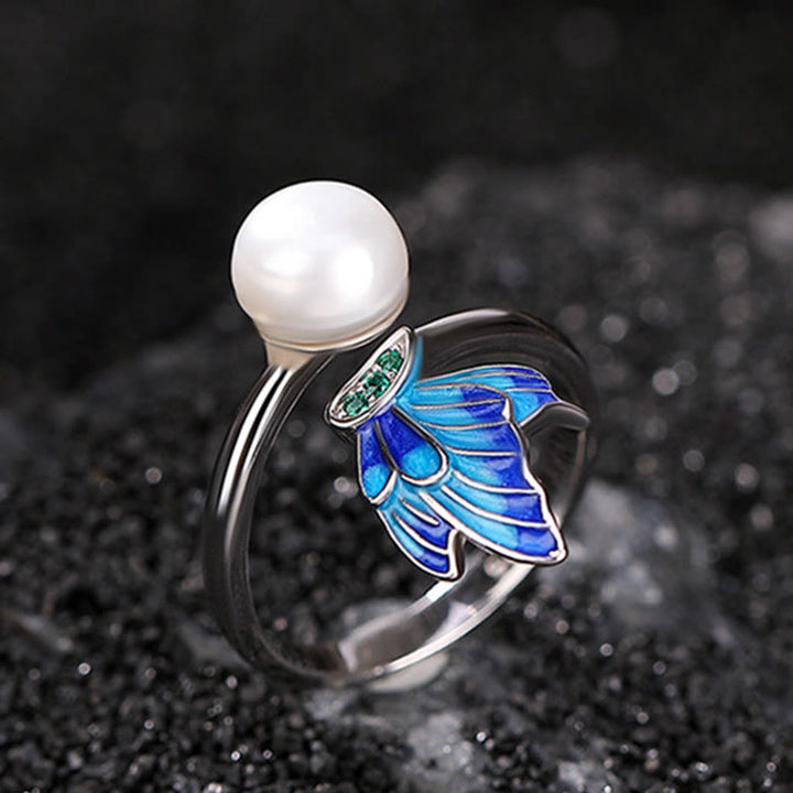 Buddha Stones 925 Sterling Silver Pearl Butterfly Healing Necklace Pendant Earrings Ring - image 11