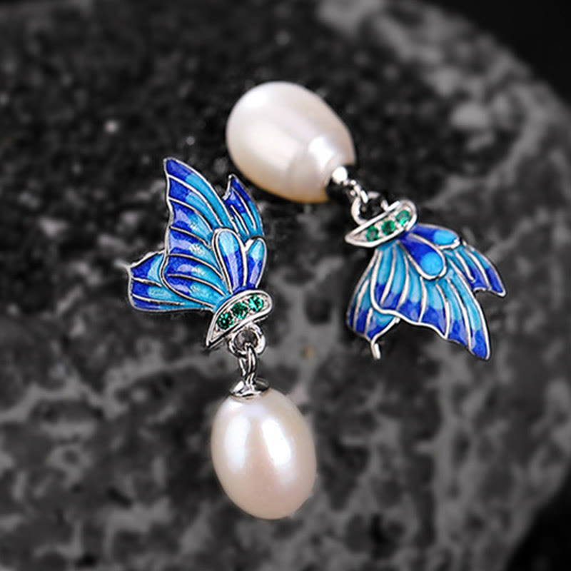 Buddha Stones 925 Sterling Silver Pearl Butterfly Healing Necklace Pendant Earrings Ring - image 7