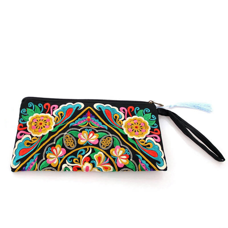 Buddha Stones Dragon Butterfly Cosmos Flower Embroidery Wallet Shopping Purse - image 26
