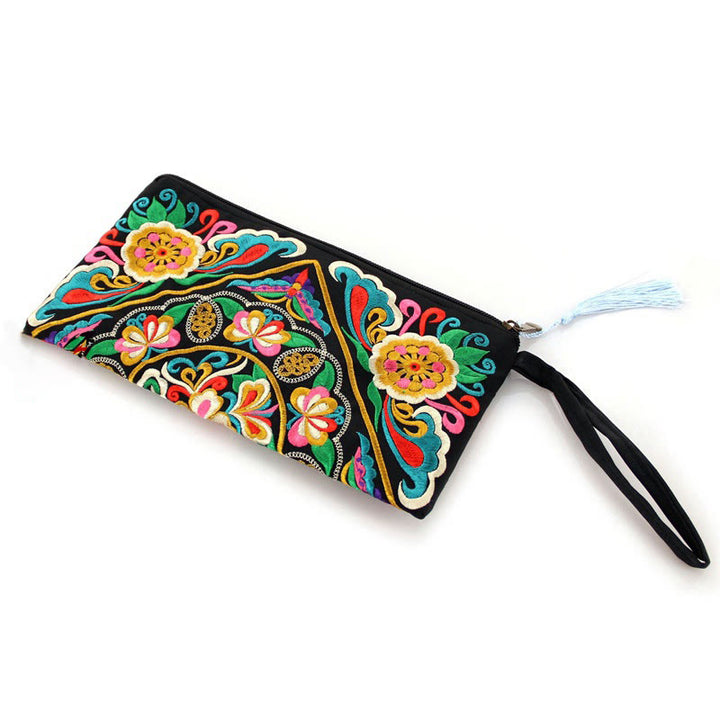 Buddha Stones Dragon Butterfly Cosmos Flower Embroidery Wallet Shopping Purse - image 25