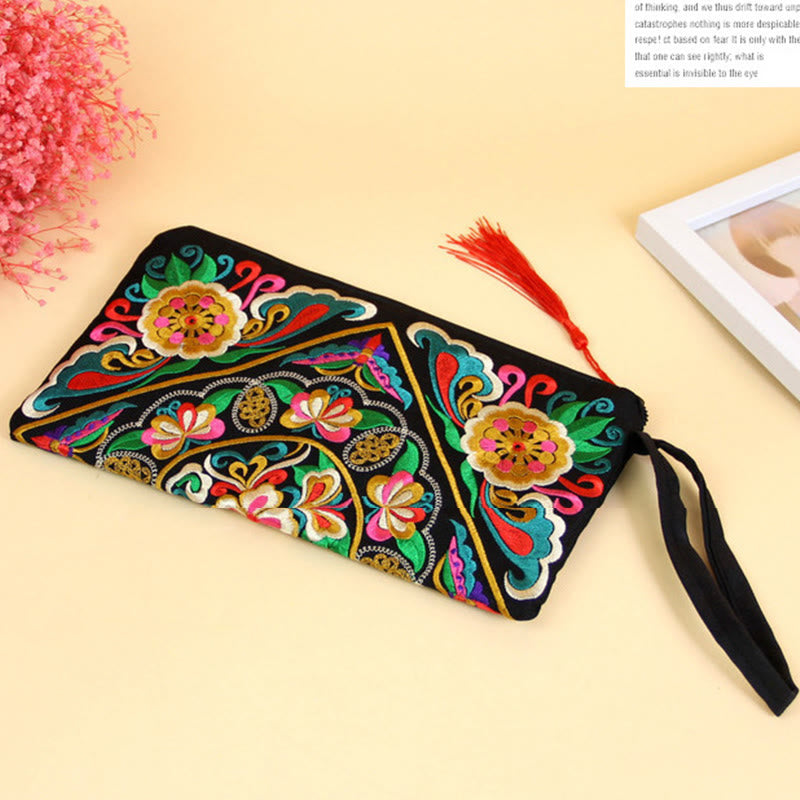 Buddha Stones Dragon Butterfly Cosmos Flower Embroidery Wallet Shopping Purse - image 20