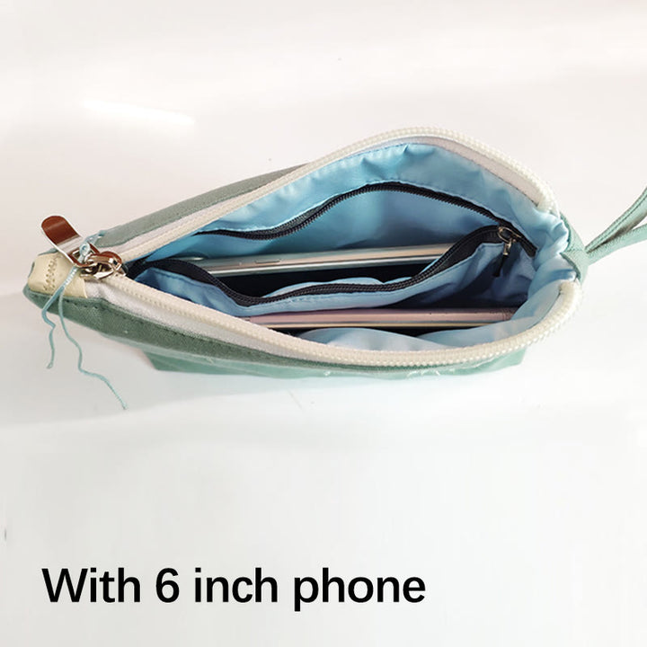 Buddha Stones Small Flower Plum Cherry Crane Peach Blossom Embroidery Canvas Wallet Shopping Purse - image 2