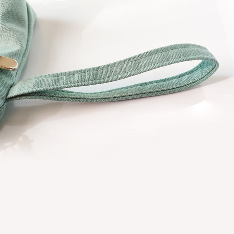 Buddha Stones Small Flower Plum Cherry Crane Peach Blossom Embroidery Canvas Wallet Shopping Purse - image 6