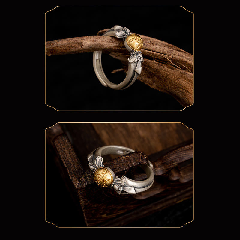 Buddha Stones 925 Sterling Silver Manjusri Mantra Om Mani Padme Hum Peace Adjustable Ring - image 4