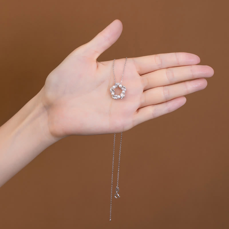 Buddha Stones 925 Sterling Silver Pearl Leaf Design Healing Wisdom Necklace Pendant Ring Earrings Set - image 2