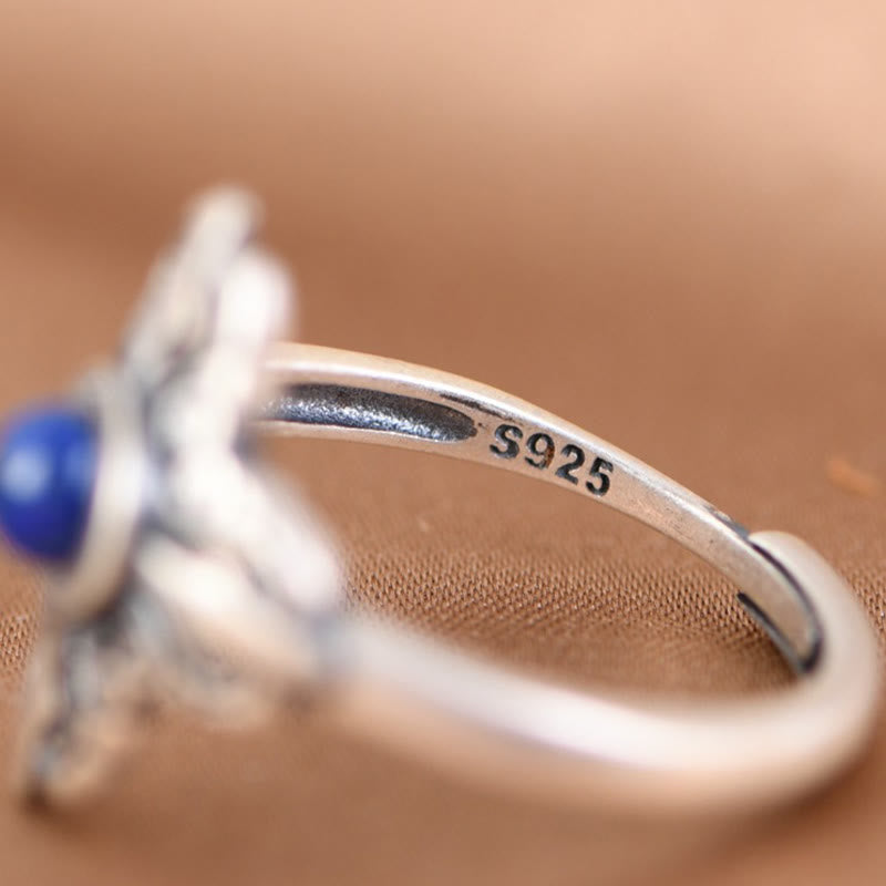 Buddha Stones Tibet 925 Sterling Silver Natural Lazurite Positive Adjustable Ring - image 6