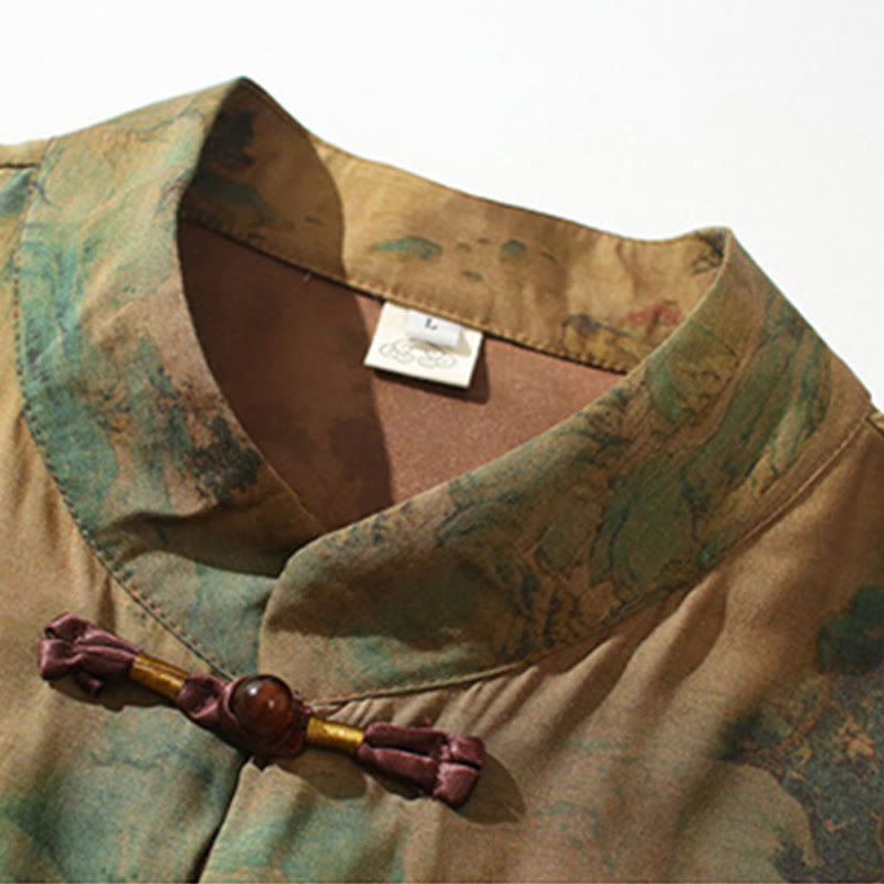 Buddha Stones Landscape Chinese Dragon Pattern Chinese Three Quarter Sleeve Shirt Men T-shirt - image 9