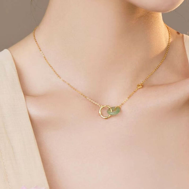 Buddha Stones 925 Sterling Silver Natural Green Aventurine Peace Buckle Bamboo Coin Prosperity Necklace Pendant - image 5