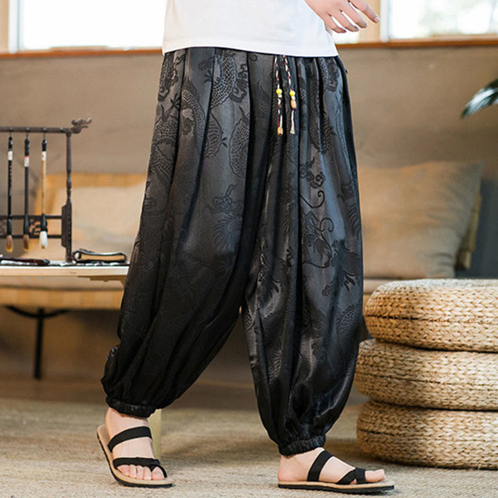 Buddha Stones Dragon Pattern Loose Men's Harem Pants With Pockets - image 5