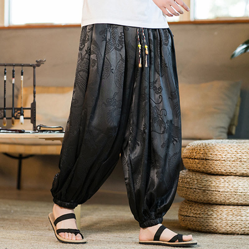 Buddha Stones Dragon Pattern Loose Men's Harem Pants With Pockets - image 6