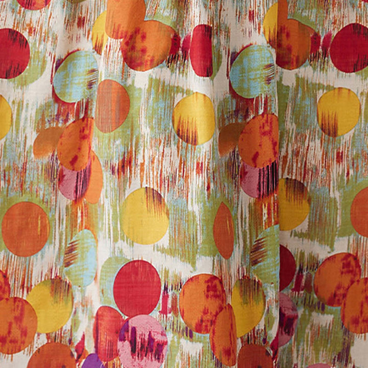 Buddha Stones Orange Green Colorful Polka Dots Midi Dress Cotton Half Sleeve Tunic Dress With Pockets - image 8
