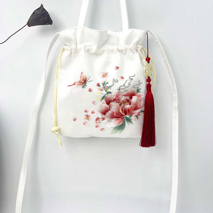 Buddha Stones Suzhou Embroidery Lotus Deer Epiphyllum Peony Rabbit Cotton Linen Tote Crossbody Bag Shoulder Bag Handbag - image 17