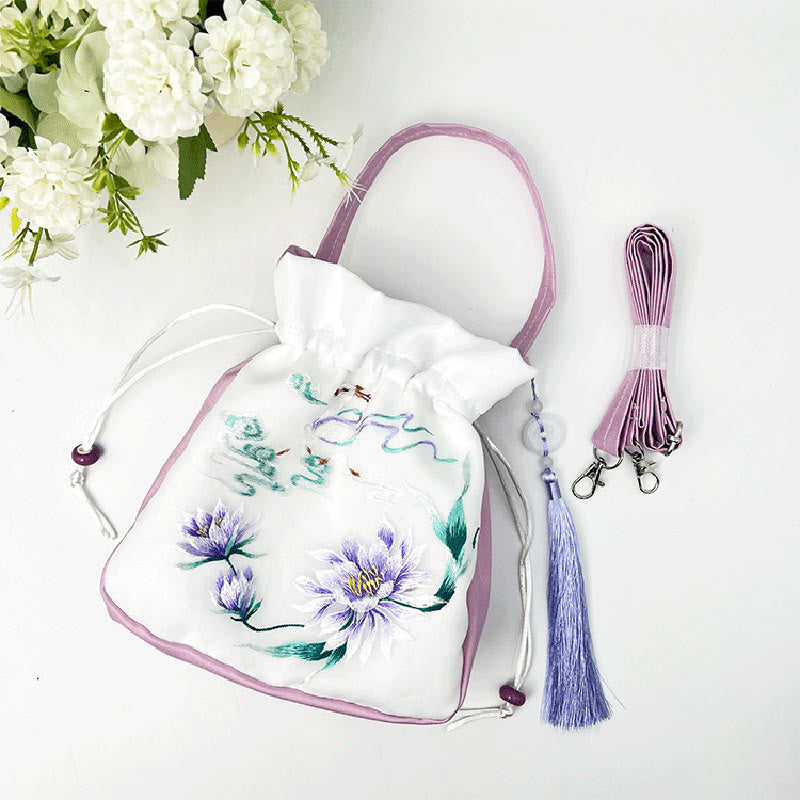 Buddha Stones Suzhou Embroidery Rabbit Lotus Epiphyllum Peony Magnolia Silk Tote Crossbody Bag Shoulder Bag Handbag - image 35