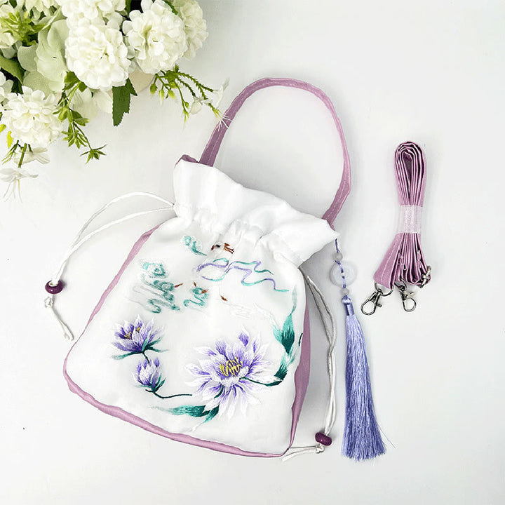 Buddha Stones Suzhou Embroidery Rabbit Lotus Epiphyllum Peony Magnolia Silk Tote Crossbody Bag Shoulder Bag Handbag - image 35