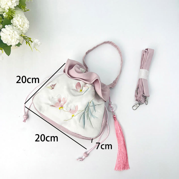 Buddha Stones Suzhou Embroidery Camellia Magnolia Peony Lotus Silk Tote Crossbody Bag Shoulder Bag Handbag - image 22