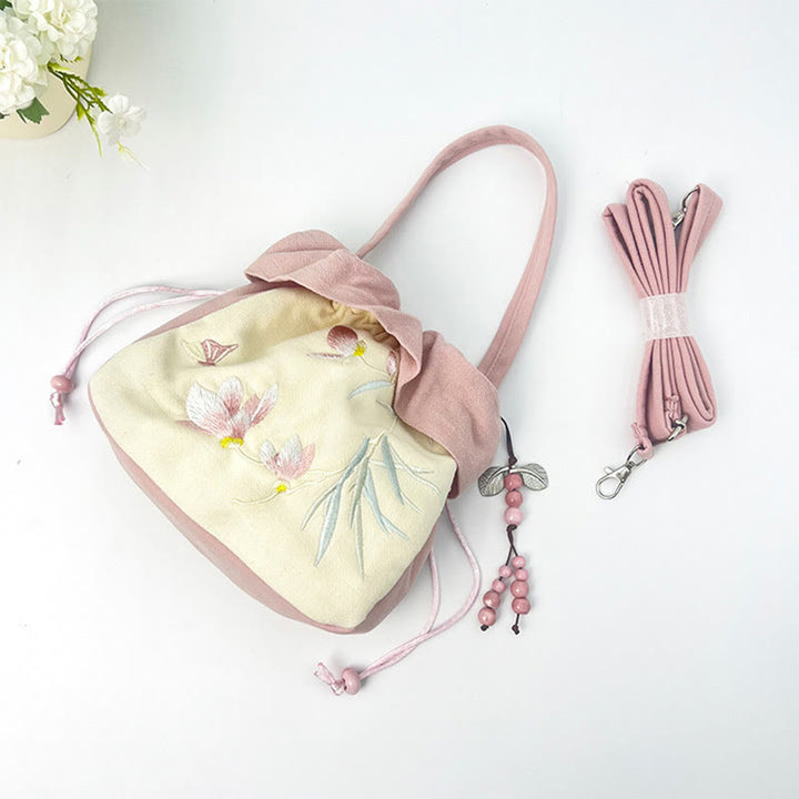 Buddha Stones Suzhou Embroidery Lotus Epiphyllum Magnolia Cotton Linen Tote Crossbody Bag Shoulder Bag Handbag - image 24