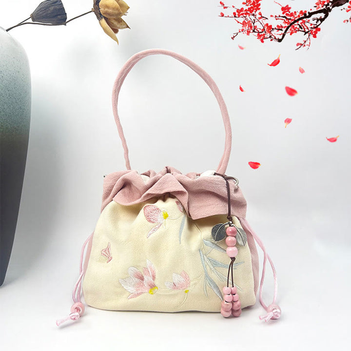 Buddha Stones Suzhou Embroidery Lotus Epiphyllum Magnolia Cotton Linen Tote Crossbody Bag Shoulder Bag Handbag - image 25