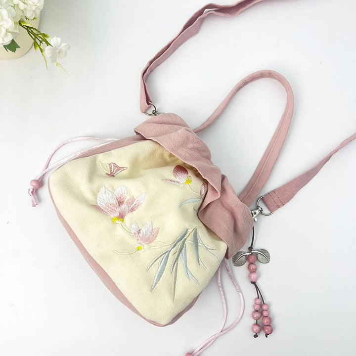Buddha Stones Suzhou Embroidery Lotus Epiphyllum Magnolia Cotton Linen Tote Crossbody Bag Shoulder Bag Handbag - image 23