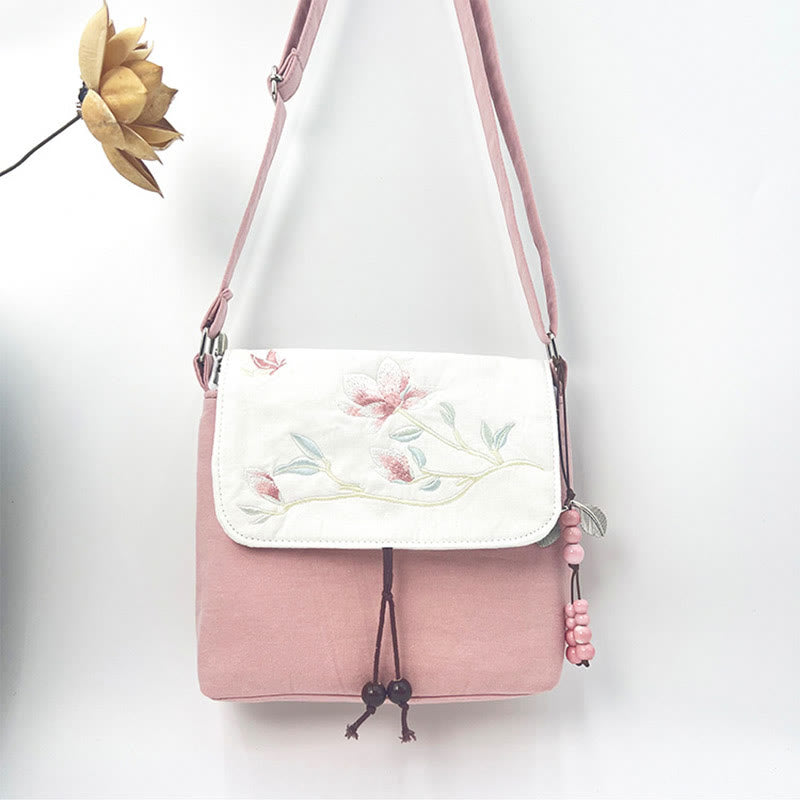 Buddha Stones Embroidered Camellia Epiphyllum Gardenia Sakura Flowers Crossbody Bag Shoulder Bag Cellphone Bag - image 18