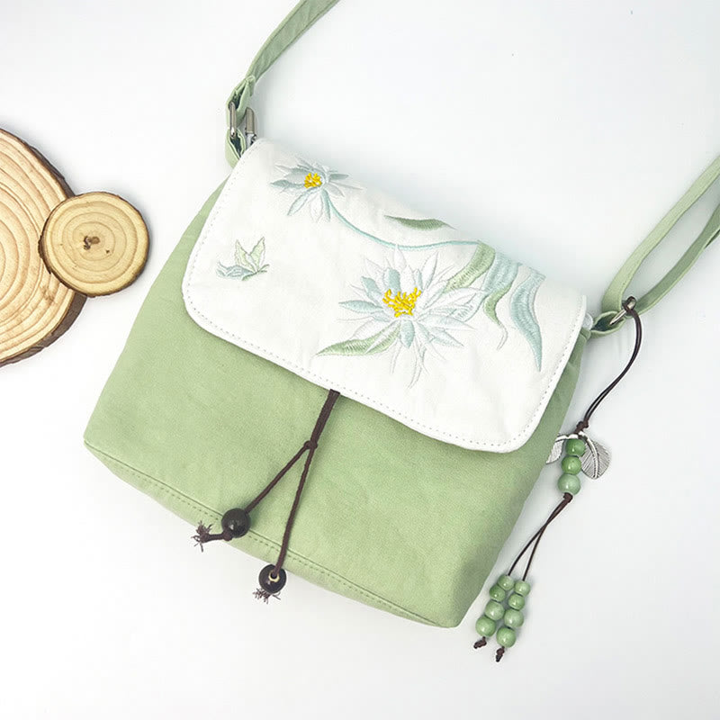 Buddha Stones Embroidered Camellia Epiphyllum Gardenia Sakura Flowers Crossbody Bag Shoulder Bag Cellphone Bag - image 9