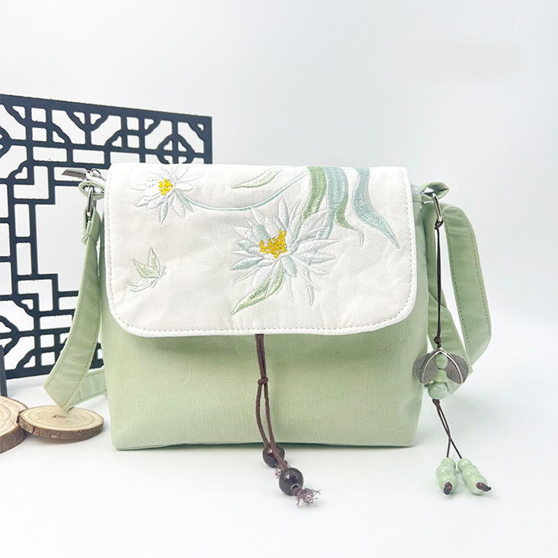 Buddha Stones Embroidered Camellia Epiphyllum Gardenia Sakura Flowers Crossbody Bag Shoulder Bag Cellphone Bag - image 7
