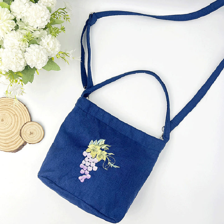 Buddha Stones Embroidery Wisteria Plum Lotus Cherry Blossom Cotton Linen Canvas Tote Crossbody Bag Shoulder Bag Handbag - image 46