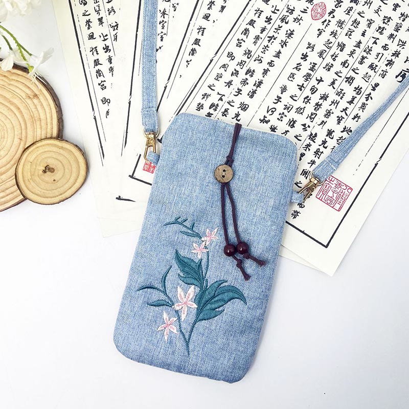 Buddha Stones Small Embroidered Flowers Crossbody Bag Shoulder Bag Cellphone Bag 11*20cm - image 19