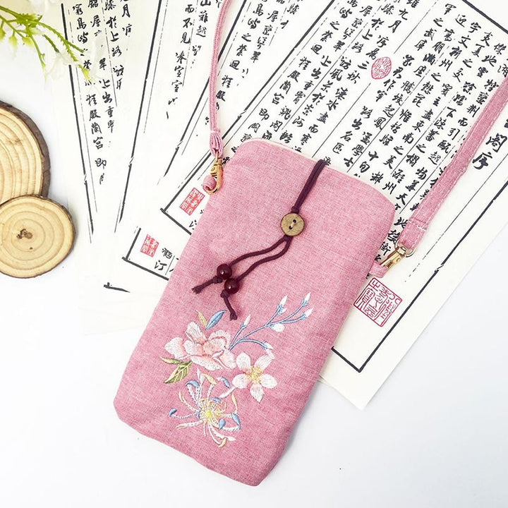 Buddha Stones Small Embroidered Flowers Crossbody Bag Shoulder Bag Cellphone Bag 11*20cm - image 41