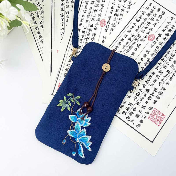 Buddha Stones Small Embroidered Flowers Crossbody Bag Shoulder Bag Cellphone Bag 11*20cm - image 29