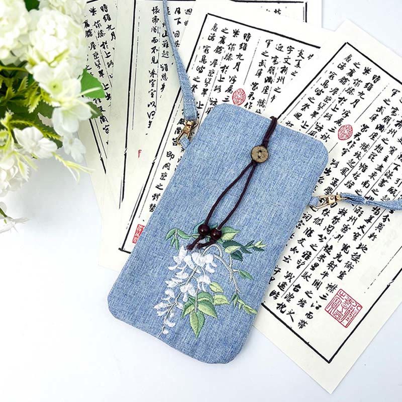 Buddha Stones Small Embroidered Flowers Crossbody Bag Shoulder Bag Cellphone Bag 11*20cm - image 33