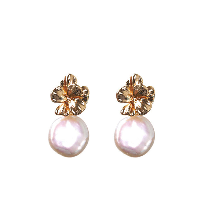 Buddha Stones 925 Sterling Silver Natural Baroque Pearl Flower Healing Drop Earrings - image 9