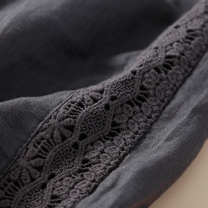 Buddha Stones Solid Color Flower Loose Drawstring Harem Pants With Pockets - image 16