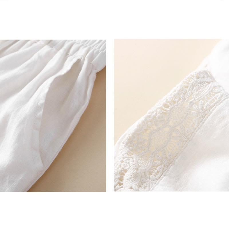 Buddha Stones Solid Color Flower Loose Drawstring Harem Pants With Pockets - image 13