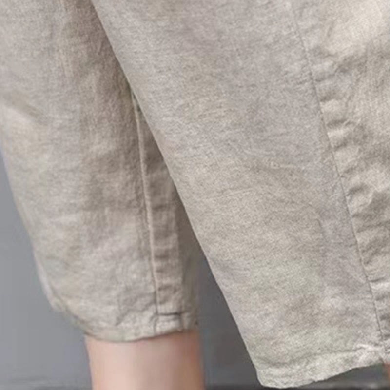 Buddha Stones Vintage Embroidery Elastic Waist Capri Harem Pants With Pockets - image 21