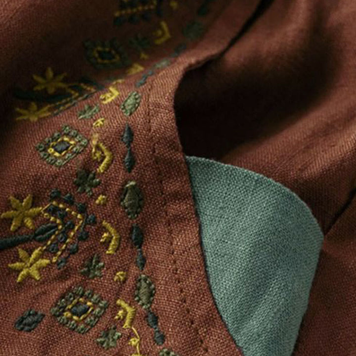 Buddha Stones Vintage Embroidery Elastic Waist Capri Harem Pants With Pockets - image 10