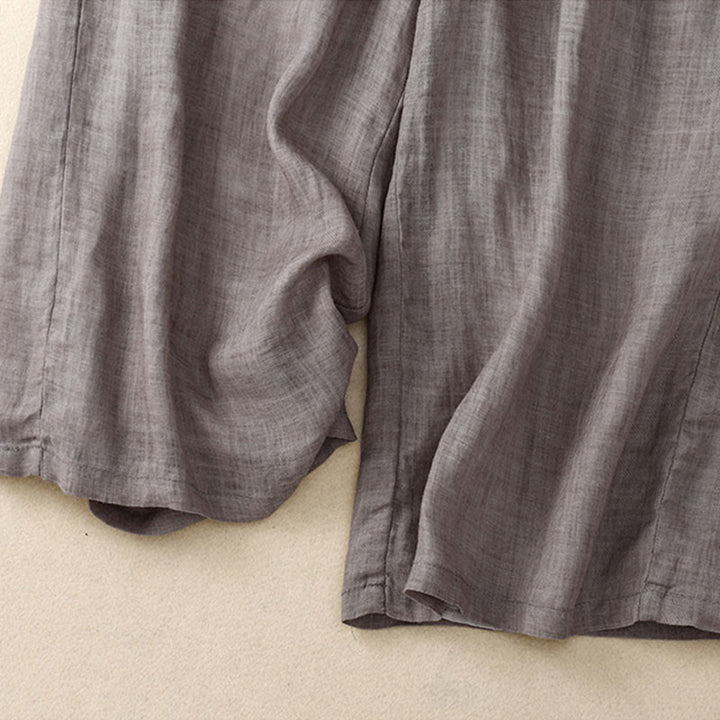Buddha Stones Floral Print High Waist Cotton Linen Drawstring Wide Leg Pants With Pockets - image 9