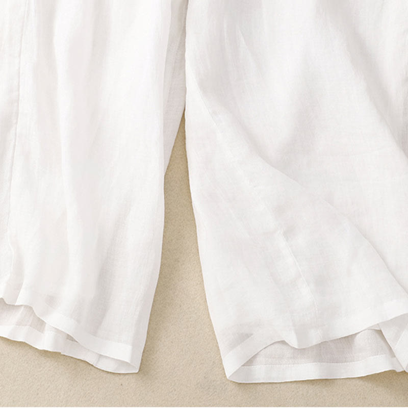 Buddha Stones Floral Print High Waist Cotton Linen Drawstring Wide Leg Pants With Pockets - image 4