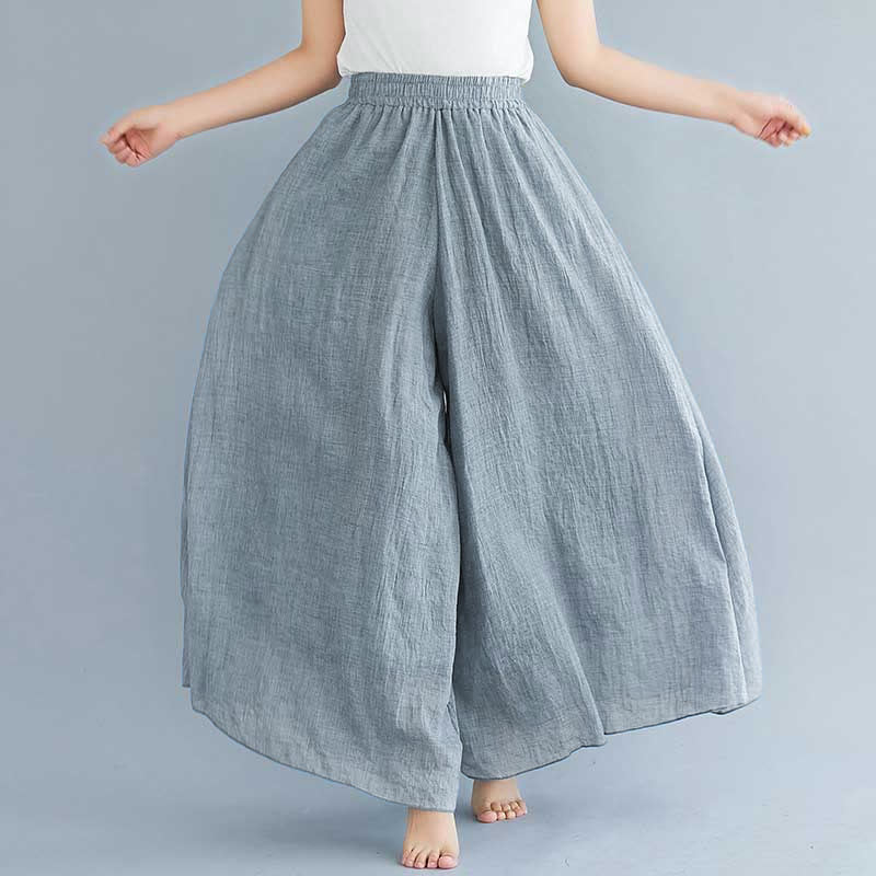 Buddha Stones Women Casual Loose Cotton Linen Wide Leg Pants For Yoga Dance - Blue - US2，UK/AU6，EU34 (M) - image 12