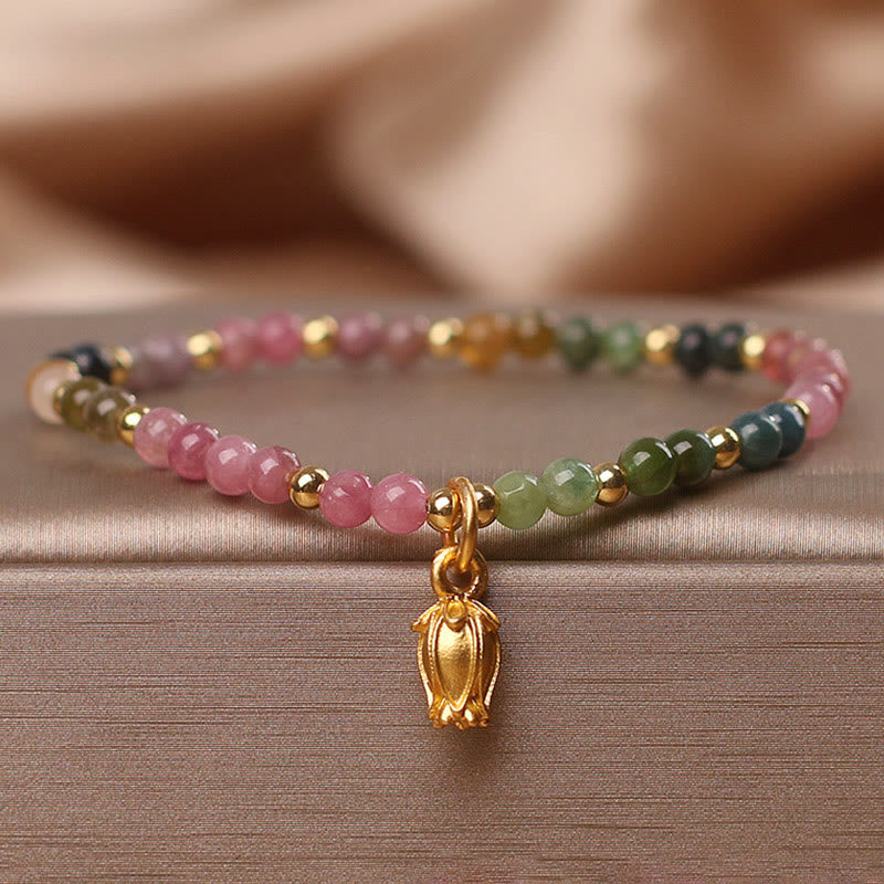 Buddha Stones Colorful Tourmaline Flowers Positive Bracelet