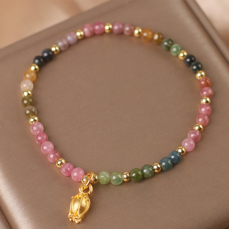 Buddha Stones Colorful Tourmaline Flowers Positive Bracelet