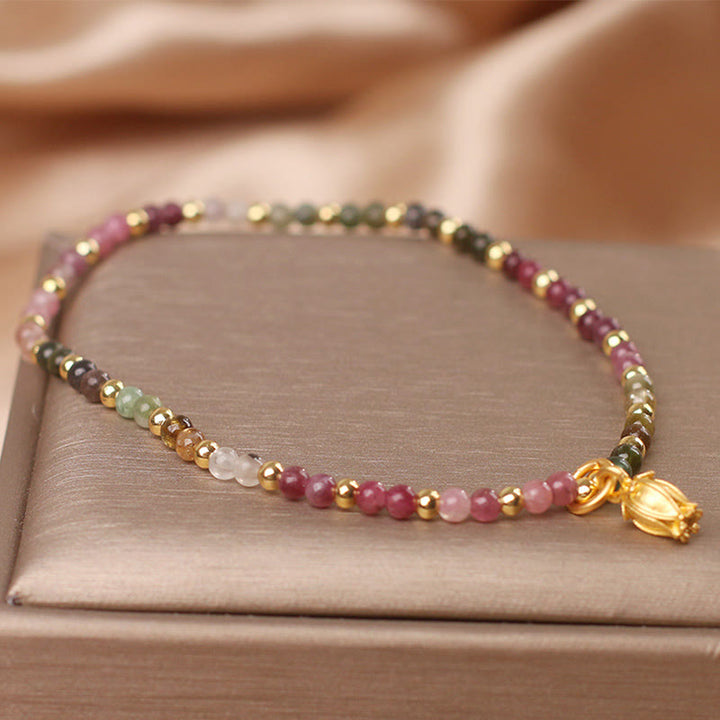 Buddha Stones Colorful Tourmaline Flowers Positive Bracelet