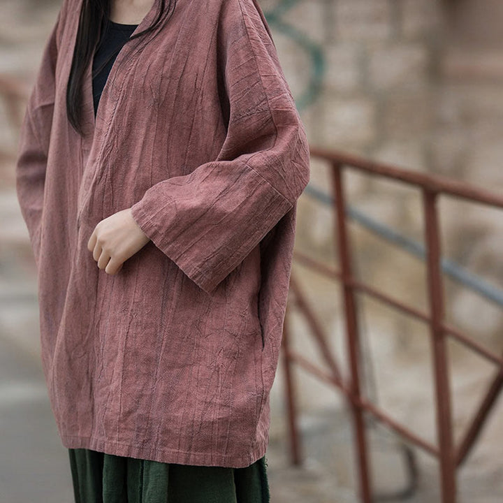Buddha Stones Tie Dye Lace-up Design Coat Zen Meditation Open Front Top Jacket - image 15
