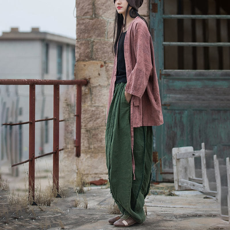 Buddha Stones Tie Dye Lace-up Design Coat Zen Meditation Open Front Top Jacket - image 20