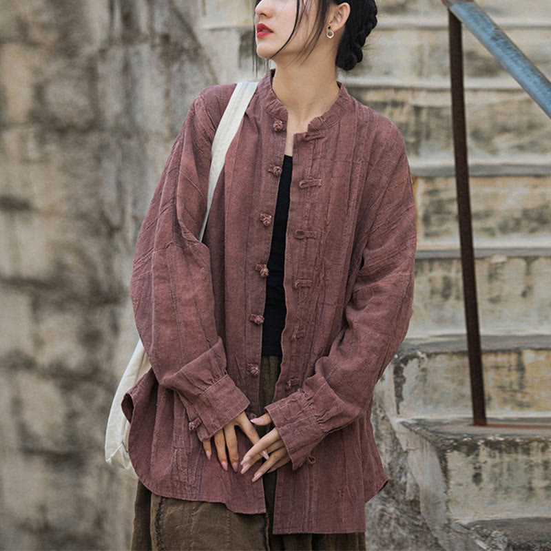 Buddha Stones Tie Dye Frog-Button Long Sleeve Zen Meditation Open Front Jacket - Red(Top Only)-US4-14，UK/AU8-18，EU36-46 (F) - image 28