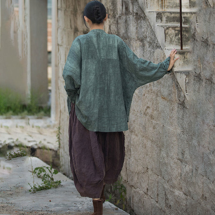 Buddha Stones Tie Dye Frog-Button Long Sleeve Zen Meditation Open Front Jacket