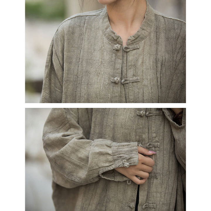 Buddha Stones Tie Dye Frog-Button Long Sleeve Zen Meditation Open Front Jacket - image 10