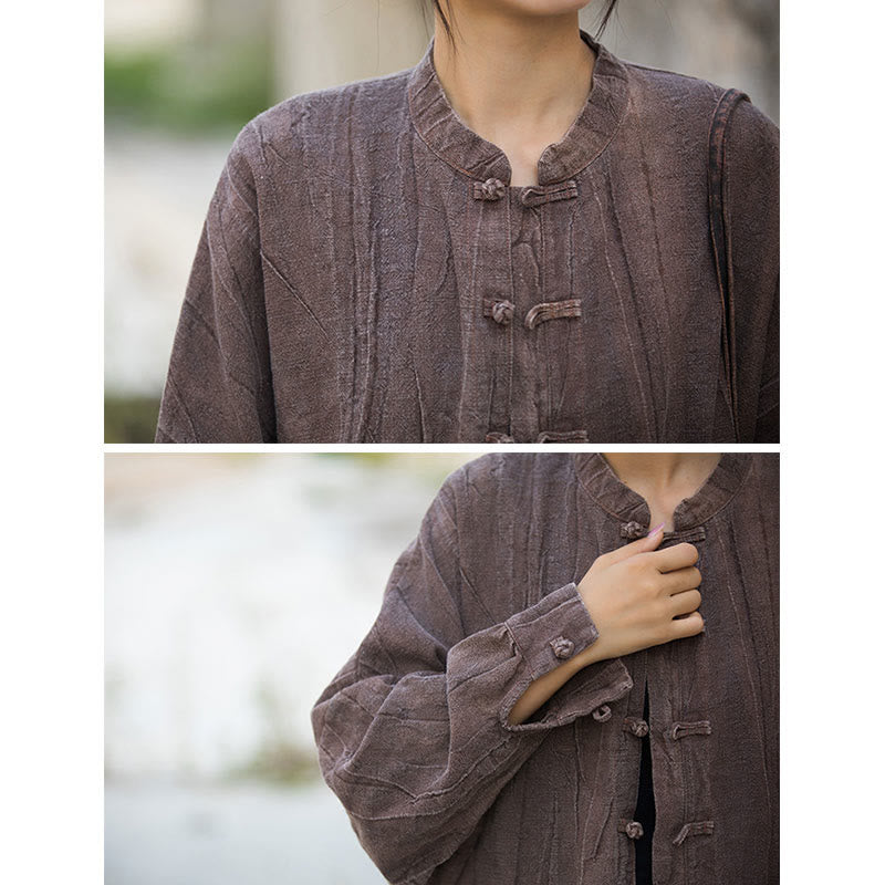 Buddha Stones Tie Dye Frog-Button Long Sleeve Zen Meditation Open Front Jacket - image 27